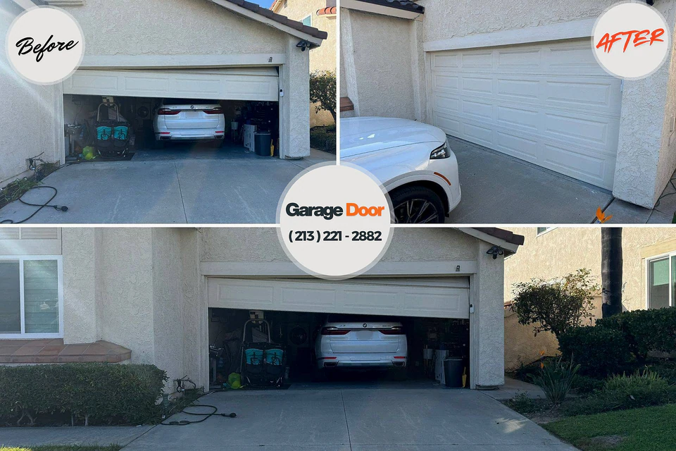 Before and after: garage door repair Langley, WA